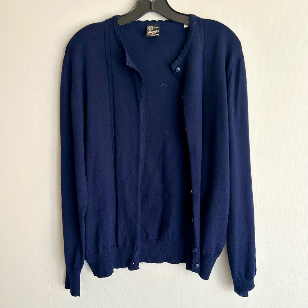 VINTAGE 70S MAPIER Italian Wool Knit Cardigan Old Money Luxury Academia Sz M - Picture 3 of 14